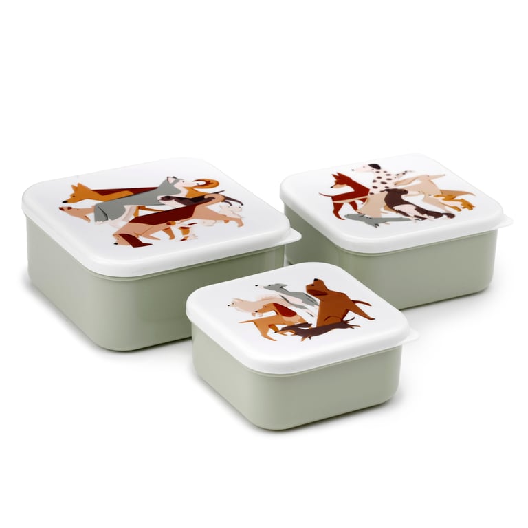 Barks Dog Polypropylene Lunch Boxes Set of 3 - BPA Free & Stackable Dog Food Containers