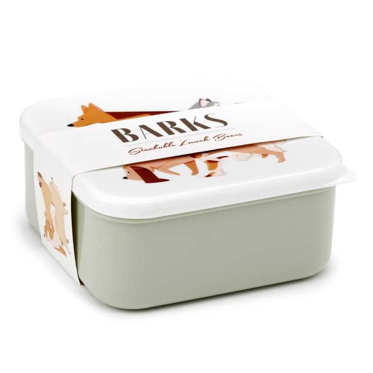 Barks Dog Polypropylene Lunch Boxes Set of 3 - BPA Free & Stackable Dog Food Containers