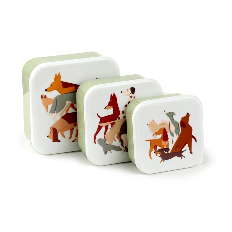 Barks Dog Polypropylene Lunch Boxes Set of 3 - BPA Free & Stackable Dog Food Containers