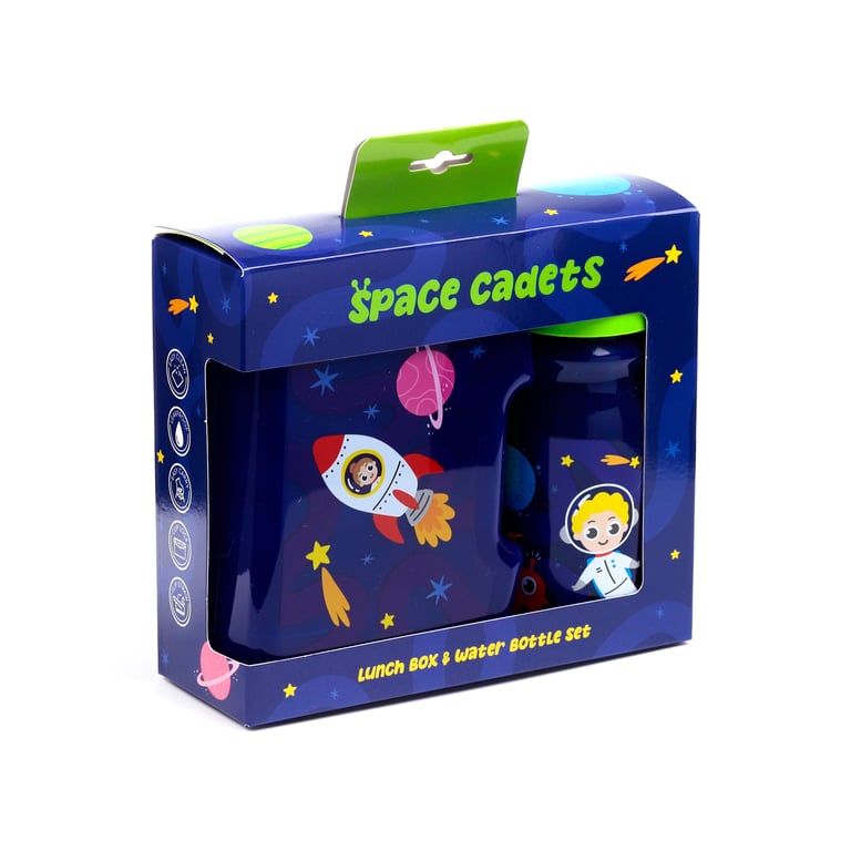 Space Cadet Polypropylene Lunch Box Set - Food Safe & Reusable 500ml BPA Free Water Bottle