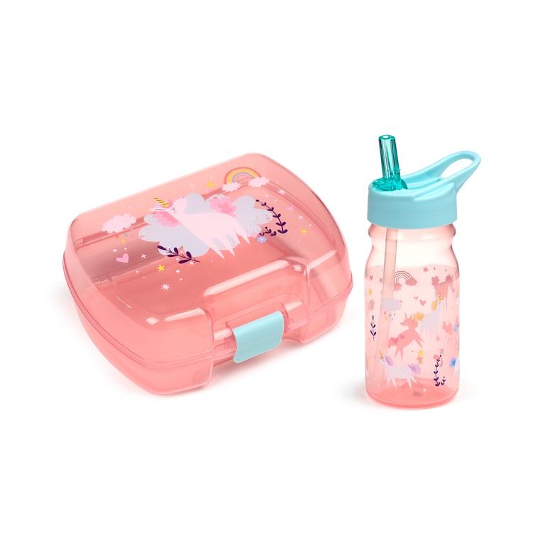 Unicorn Magic Lunch Box & Water Bottle Set - Reusable, Food Safe, BPA Free 500ml Container