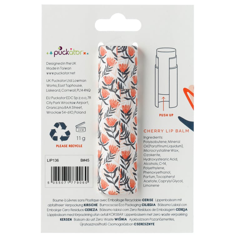 Paper Stick Lip Balm - Cruelty-Free & Vegan Strawberry Cherry Formula with Plastic Free Packaging