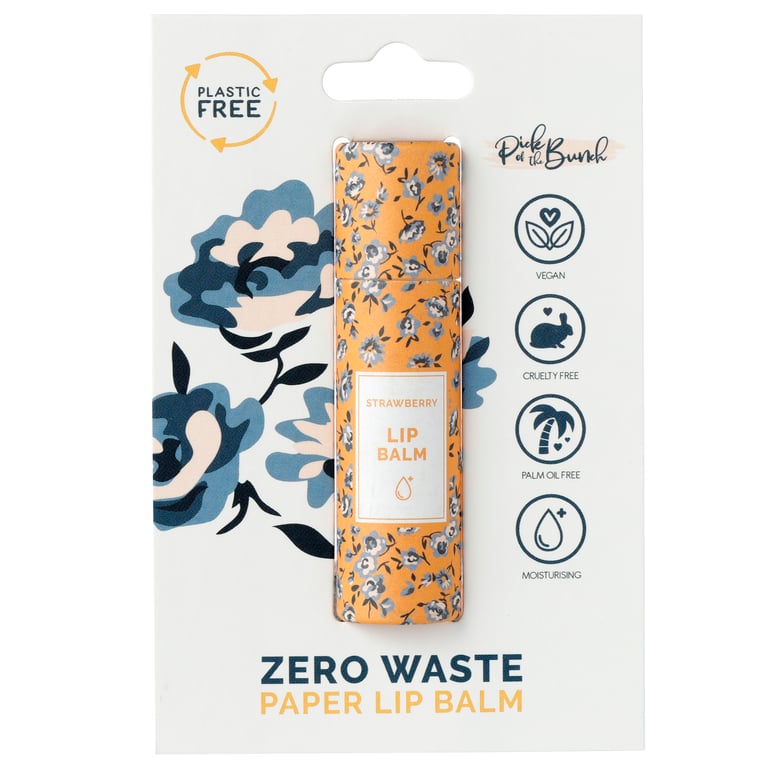 Paper Stick Lip Balm - Cruelty-Free & Vegan Strawberry Cherry Formula with Plastic Free Packaging