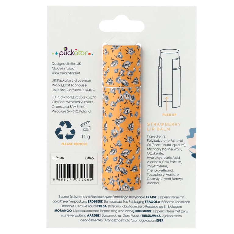 Paper Stick Lip Balm - Cruelty-Free & Vegan Strawberry Cherry Formula with Plastic Free Packaging