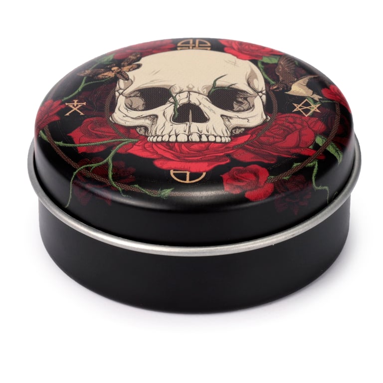 Cruelty-Free Vegan Lip Balm in Skulls and Roses Tin - Assorted Flavors