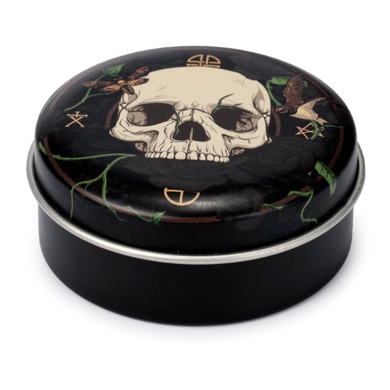 Cruelty-Free Vegan Lip Balm in Skulls and Roses Tin - Assorted Flavors