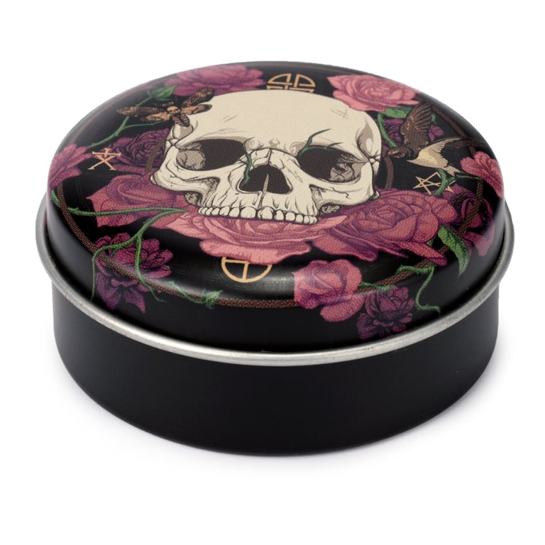 Cruelty-Free Vegan Lip Balm in Skulls and Roses Tin - Assorted Flavors