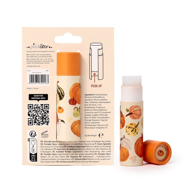 Pumpkin Spice Paper Stick Lip Balm - Eco Friendly & Vegan