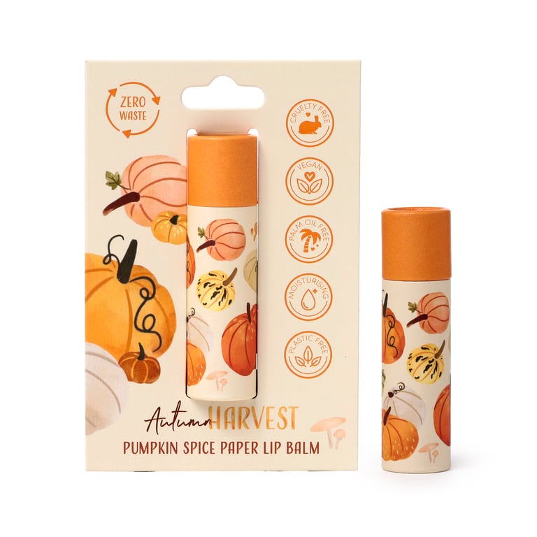 Pumpkin Spice Paper Stick Lip Balm - Eco Friendly & Vegan