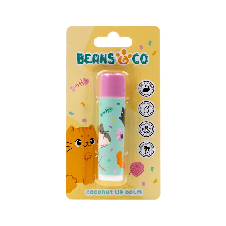 Cruelty Free Vegan Coconut Lip Balm - Palm Oil & Gluten Free by Beans & Co Cats