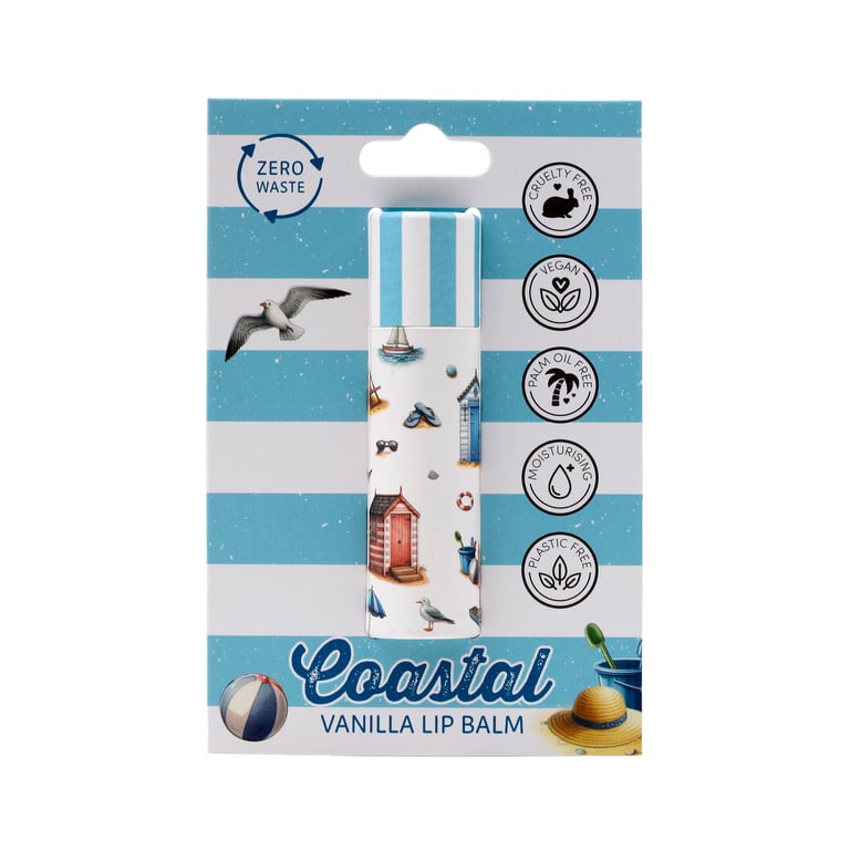 Coastal Paper Stick Lip Balm - Vegan, Cruelty Free & Plastic Free Lip Care with Vanilla Flavor