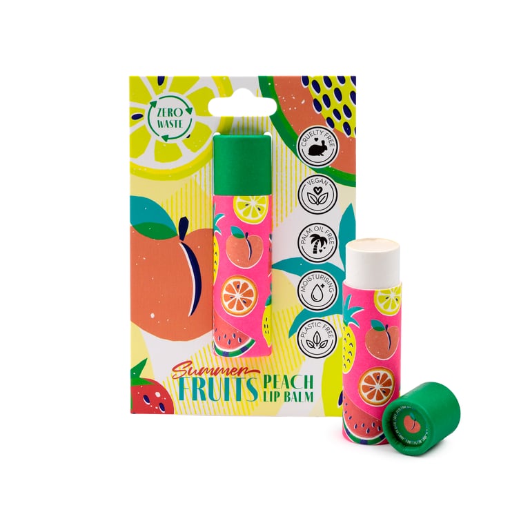 Paper Stick Lip Balm - Summer Fruits, Vegan & Palm Oil Free, Cruelty Free, Plastic Free Packaging