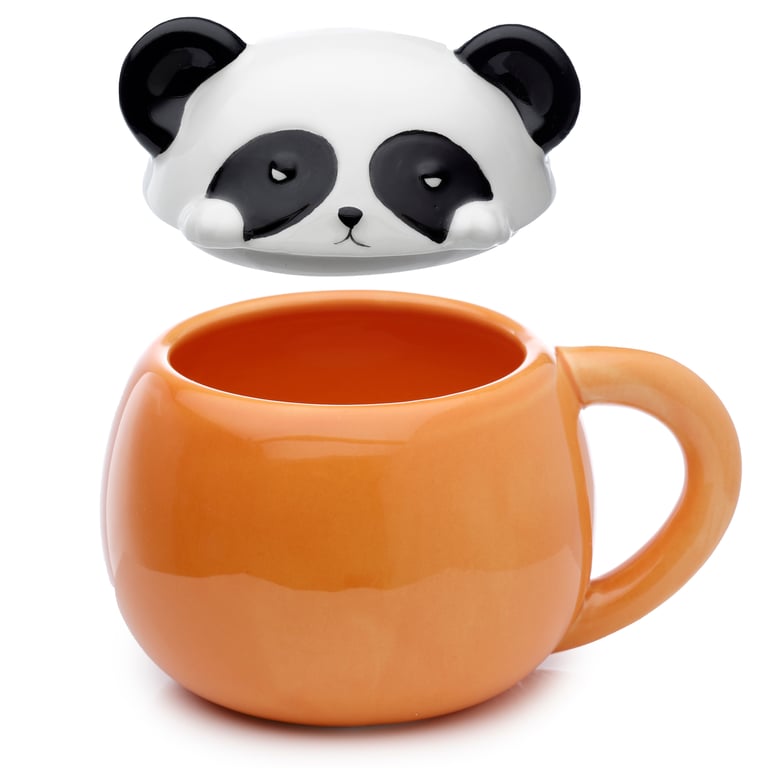 Adoramals Ceramic Peeping Lid Panda Mug - 450ml Food Safe & Dishwasher Ready