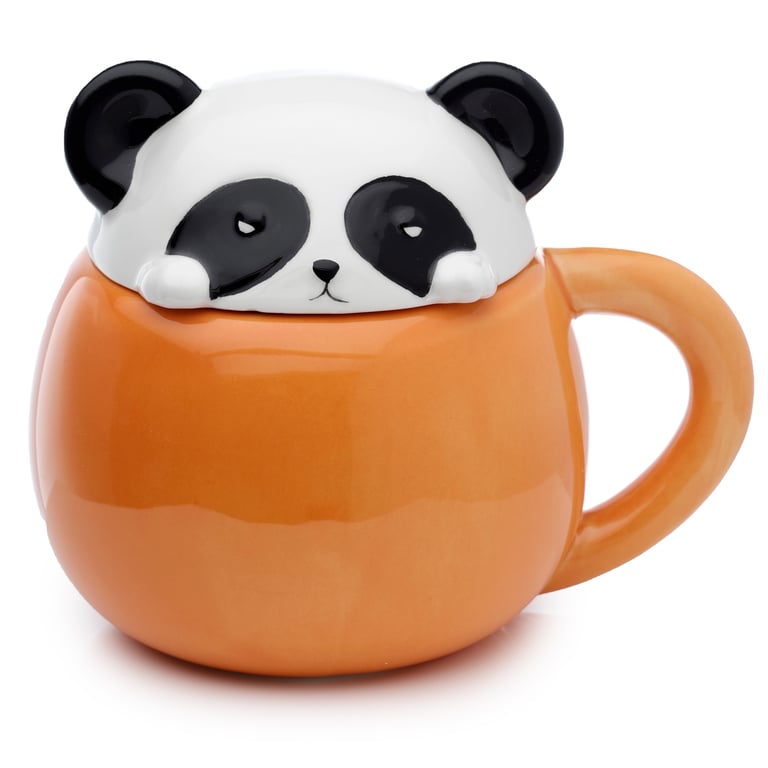 Adoramals Ceramic Peeping Lid Panda Mug - 450ml Food Safe & Dishwasher Ready