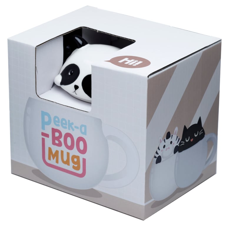 Adoramals Ceramic Peeping Lid Panda Mug - 450ml Food Safe & Dishwasher Ready