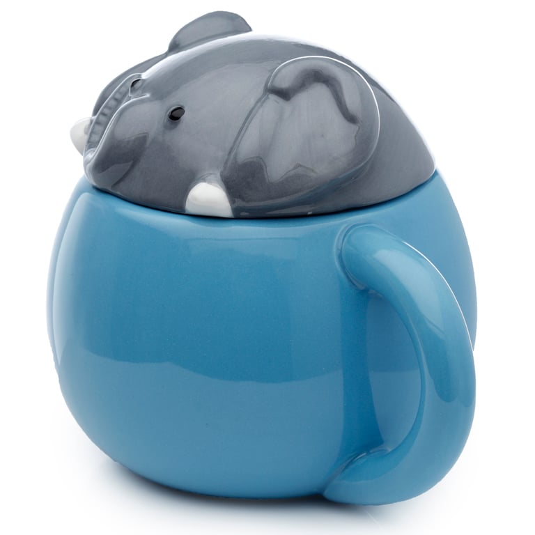 Adoramals Elephant Ceramic Peeping Lid Mug - 450ml Food Safe & Handcrafted Design