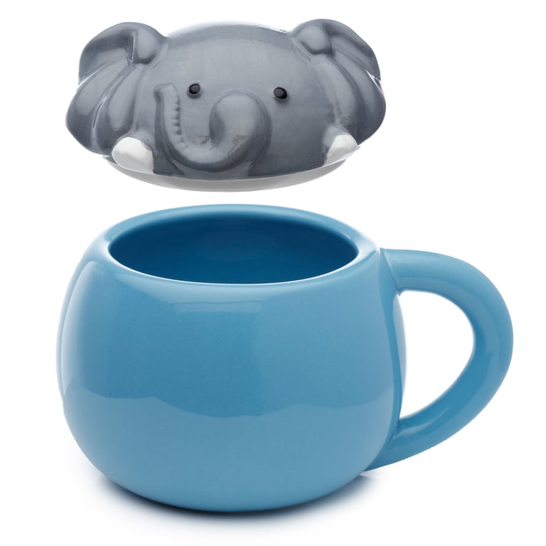 Adoramals Elephant Ceramic Peeping Lid Mug - 450ml Food Safe & Handcrafted Design