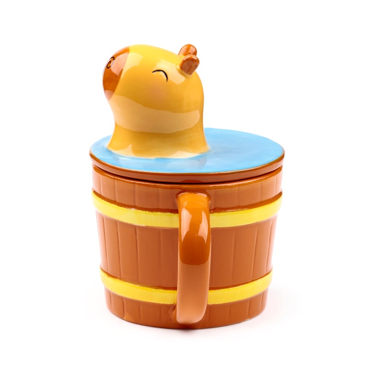 Ceramic Capybara Lidded Mug - Dishwasher & Microwave Not Recommended