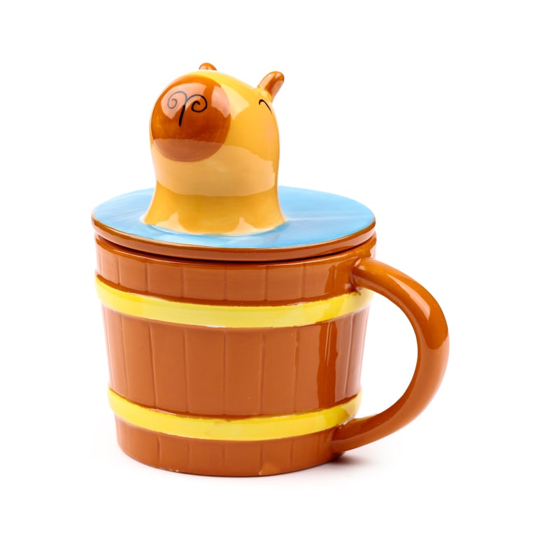 Ceramic Capybara Lidded Mug - Dishwasher & Microwave Not Recommended