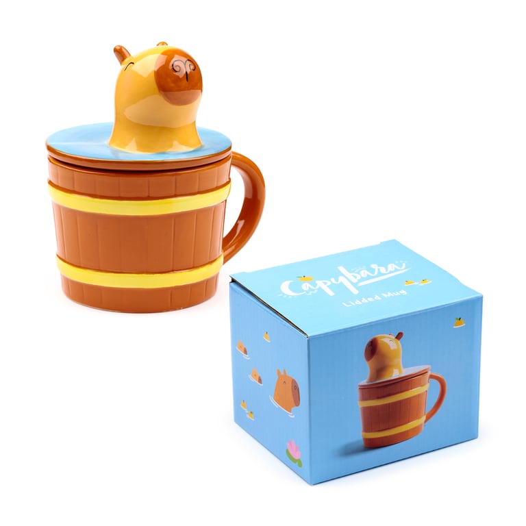 Ceramic Capybara Lidded Mug - Dishwasher & Microwave Not Recommended