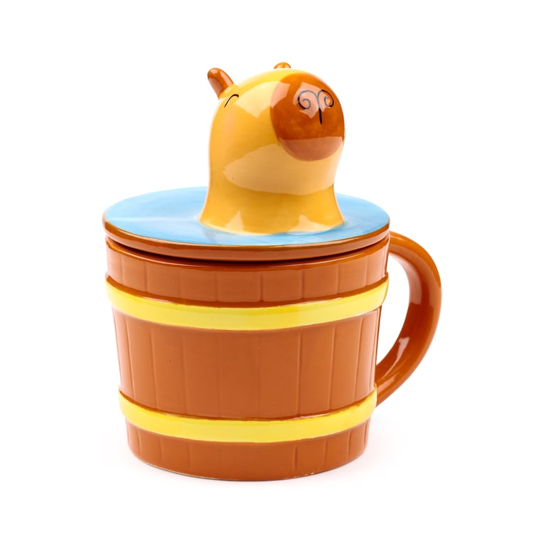 Ceramic Capybara Lidded Mug - Dishwasher & Microwave Not Recommended