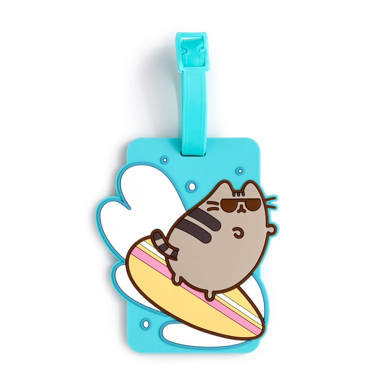 Pusheen Cat PVC Luggage Tag - Licensed Summer Surfer Design