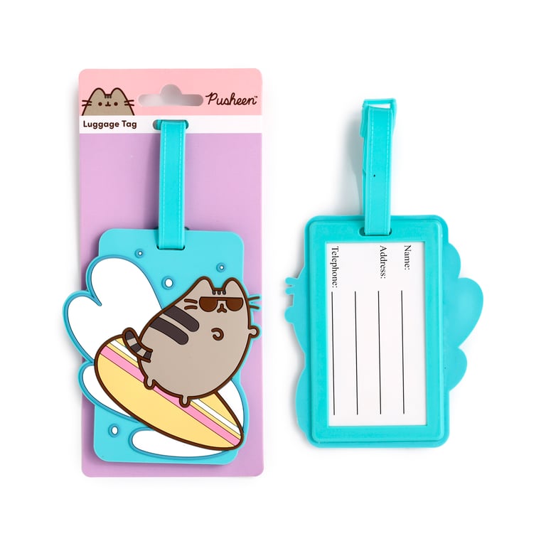 Pusheen Cat PVC Luggage Tag - Licensed Summer Surfer Design