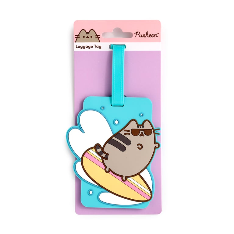 Pusheen Cat PVC Luggage Tag - Licensed Summer Surfer Design