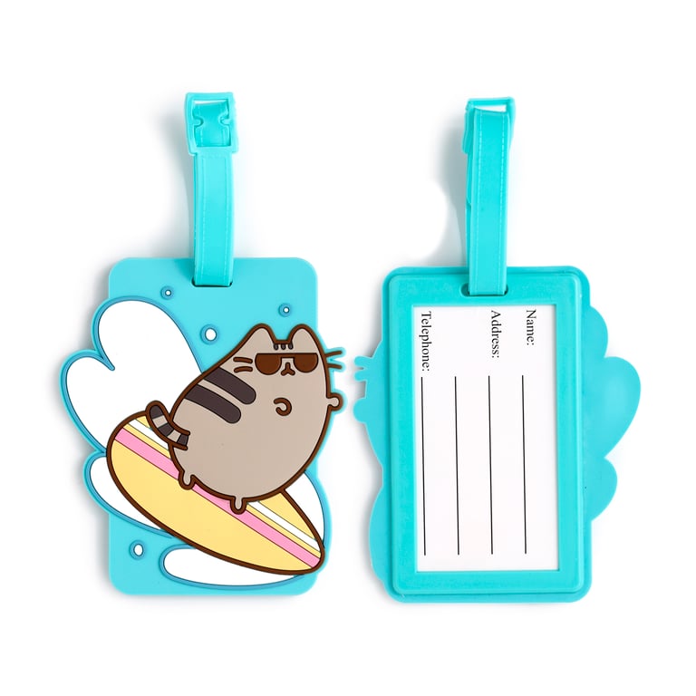 Pusheen Cat PVC Luggage Tag - Licensed Summer Surfer Design