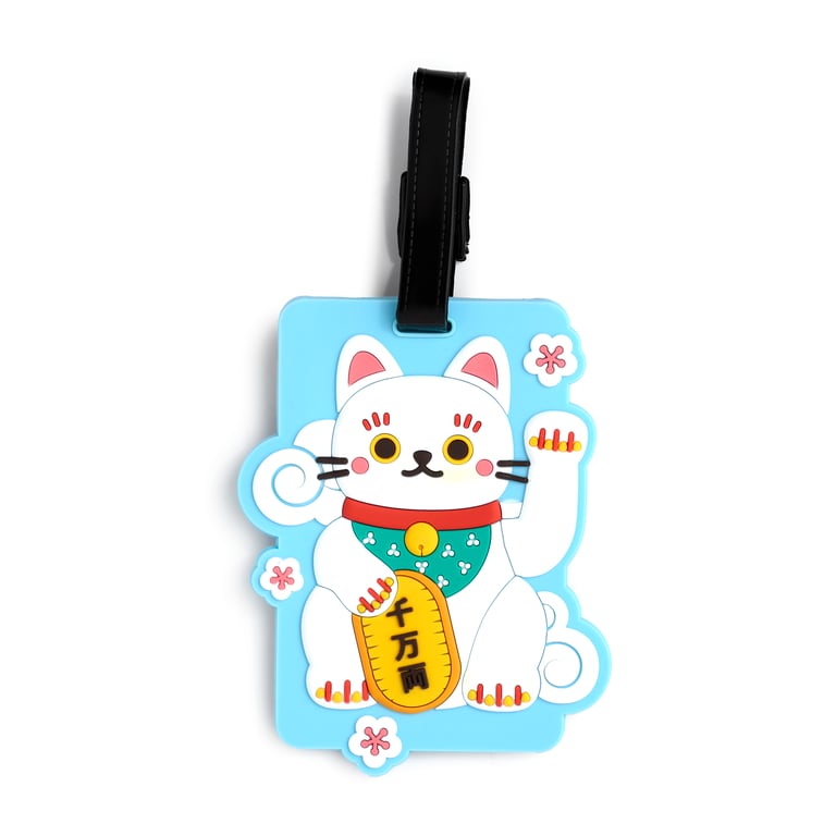 PVC Maneki Neko Lucky Cat Luggage Tag - Durable Travel Accessory