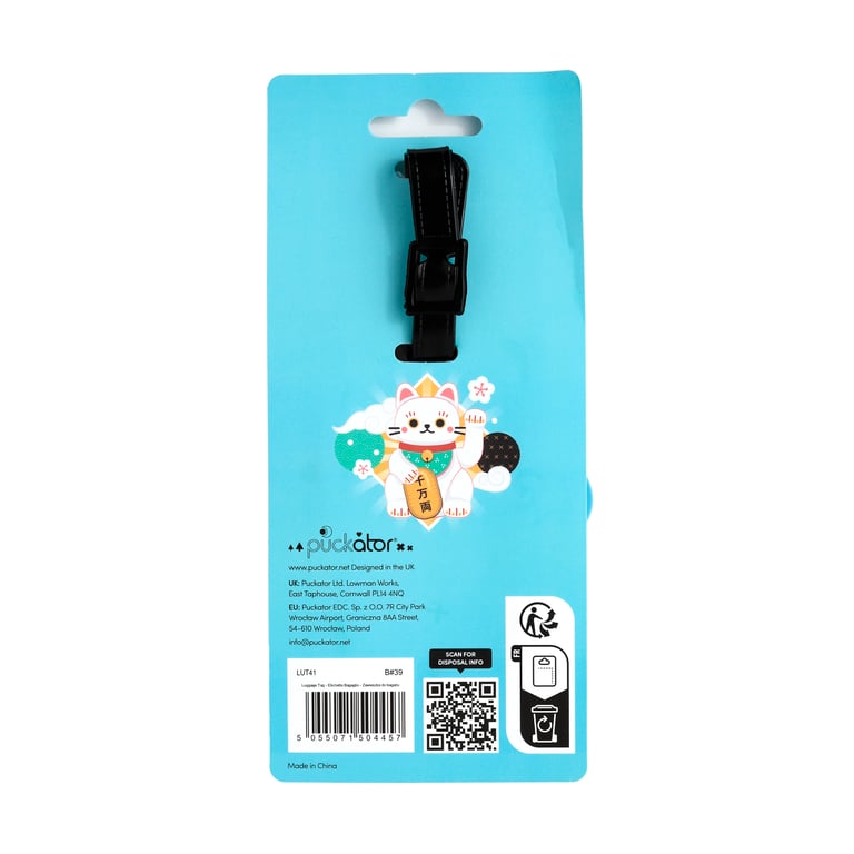 PVC Maneki Neko Lucky Cat Luggage Tag - Durable Travel Accessory