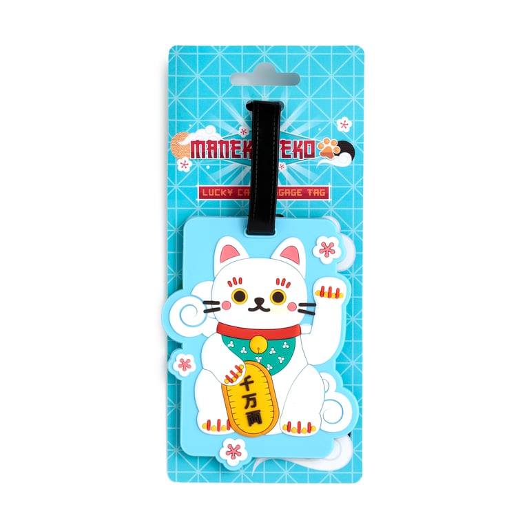 PVC Maneki Neko Lucky Cat Luggage Tag - Durable Travel Accessory