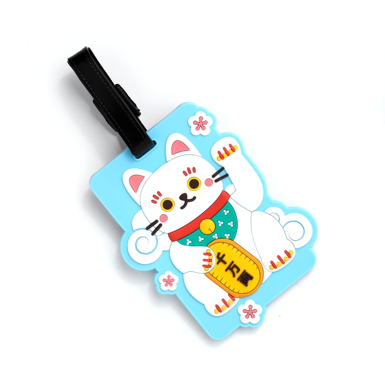 PVC Maneki Neko Lucky Cat Luggage Tag - Durable Travel Accessory