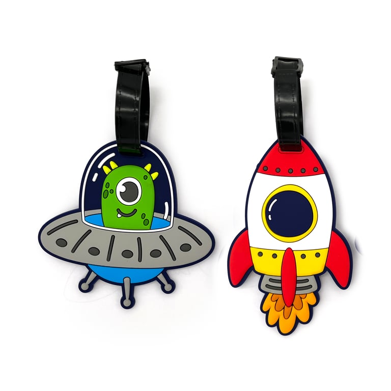 PVC Space Cadet Luggage Tag Set of 2 - Durable Travel Tags
