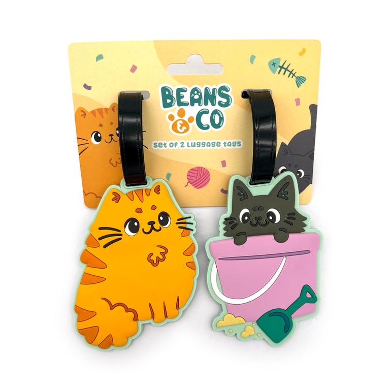 PVC Luggage Tag Set of 2 - Beans & Co Cats Identifier Tags