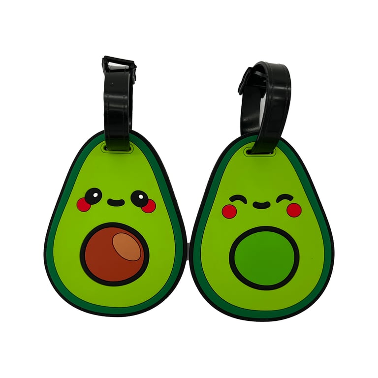 PVC Luggage Tag Set of 2 by Foodiemals Avocado - Durable Travel Accessories