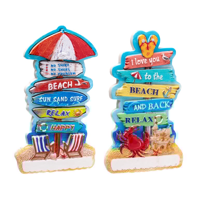 3D Printed Seaside Beach Sign Magnet - Resin & Metal Home Decor Souvenir