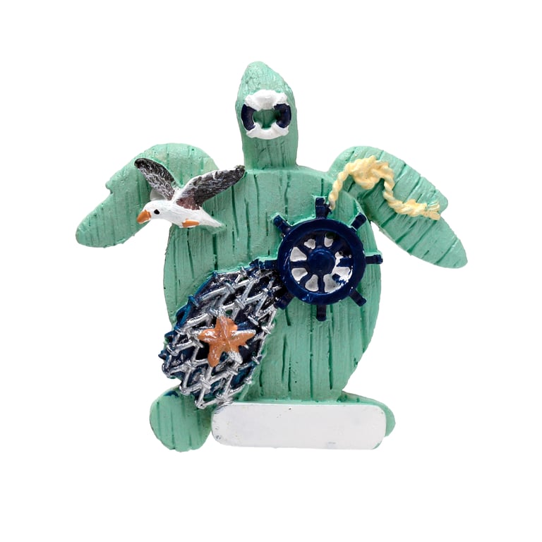 Hand Painted Resin Nautical Turtle Seaside Magnet