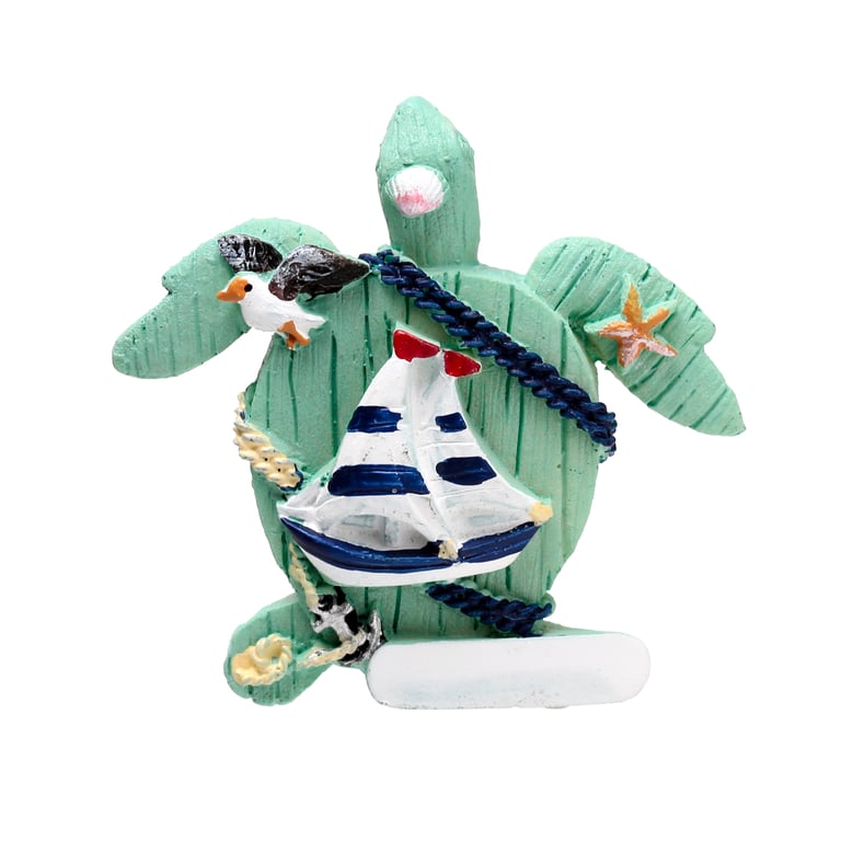 Hand Painted Resin Nautical Turtle Seaside Magnet