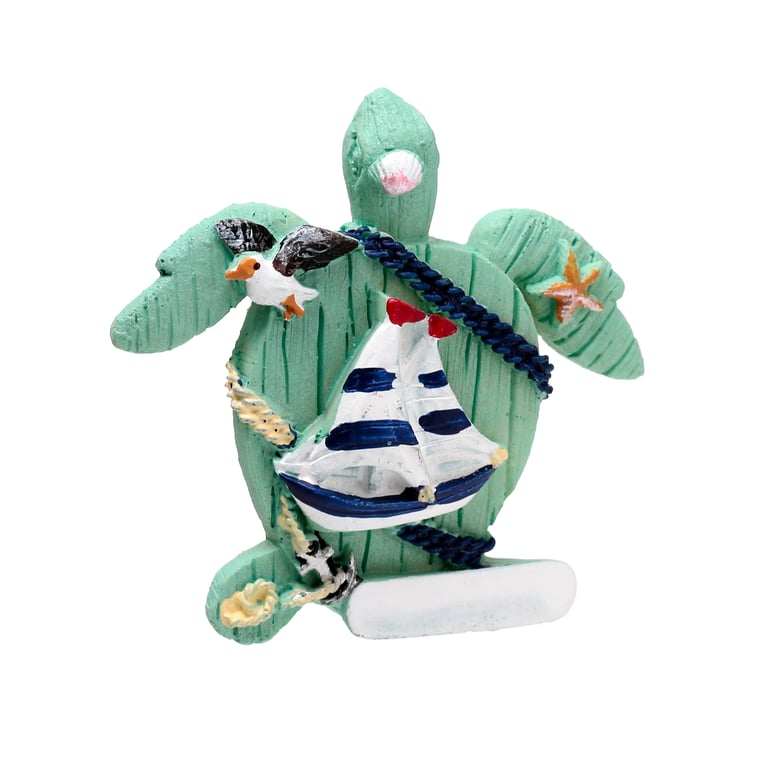 Hand Painted Resin Nautical Turtle Seaside Magnet