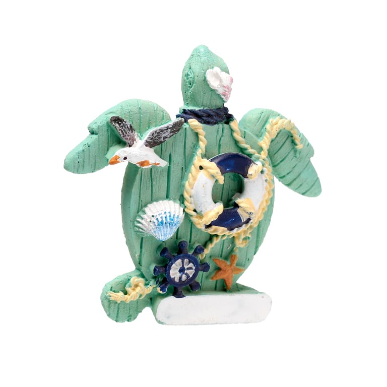 Hand Painted Resin Nautical Turtle Seaside Magnet