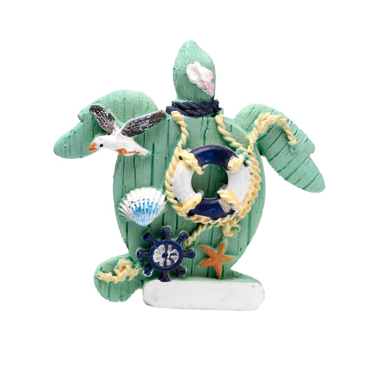Hand Painted Resin Nautical Turtle Seaside Magnet