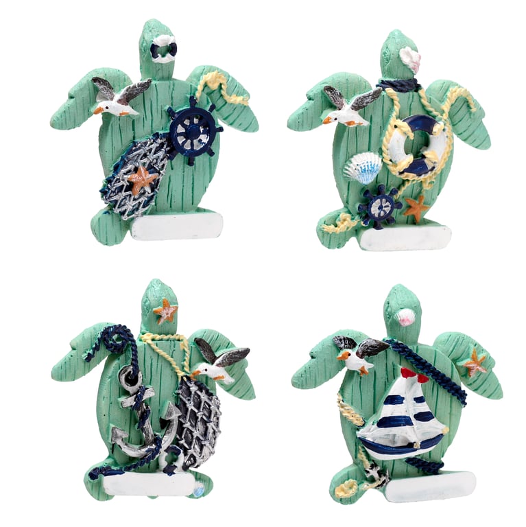 Hand Painted Resin Nautical Turtle Seaside Magnet