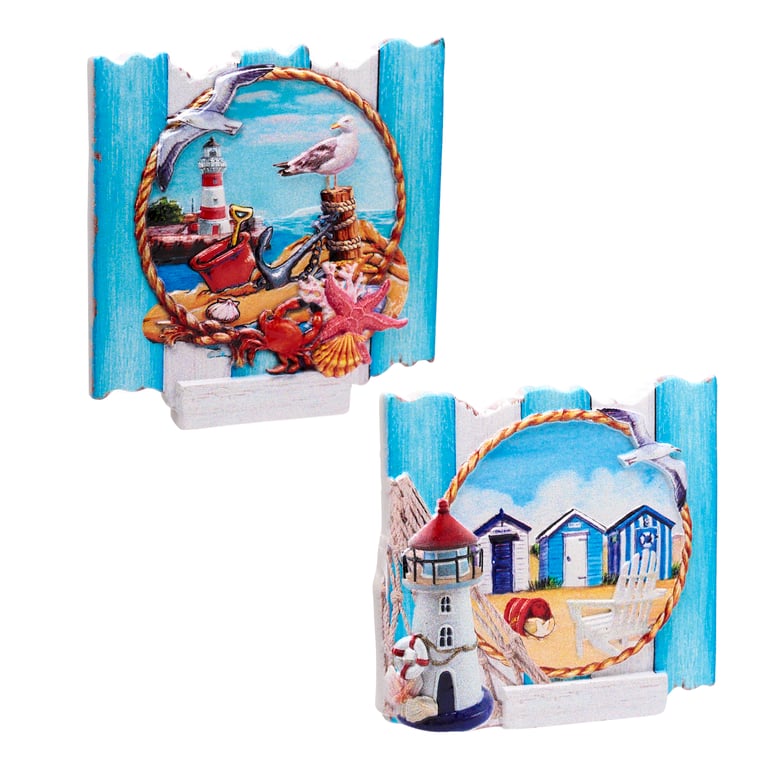 3D Printed Seaside Magnet - Blue Fencing Frame Resin & Metal Decoration