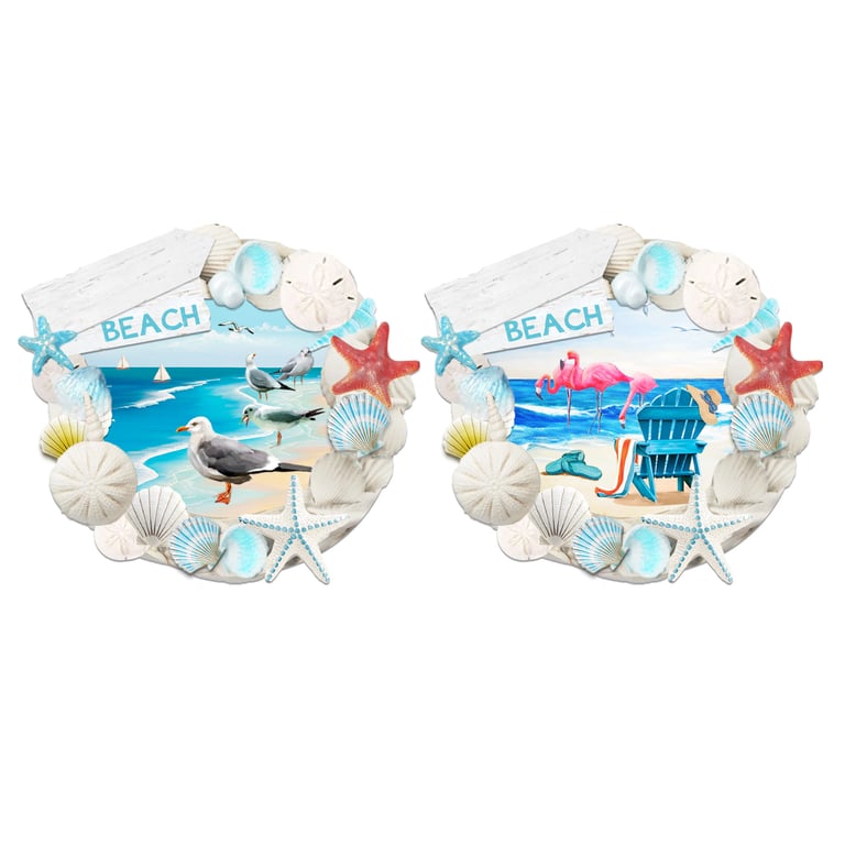 3D Printed Blue Beach Shells Resin and Metal Seaside Magnet Home Decor