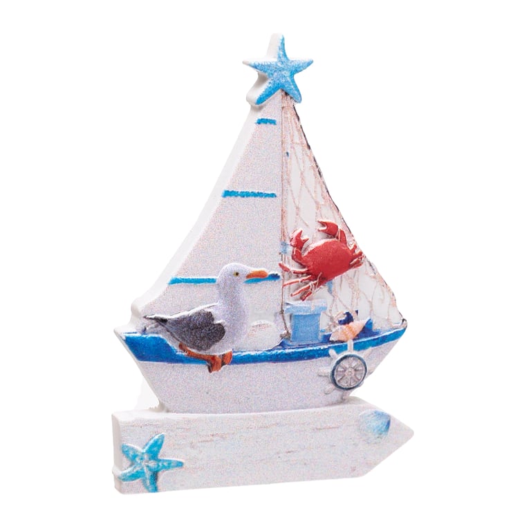3D Printed Seaside Magnet - Sailing Boat & Sealife Resin Metal Decoration