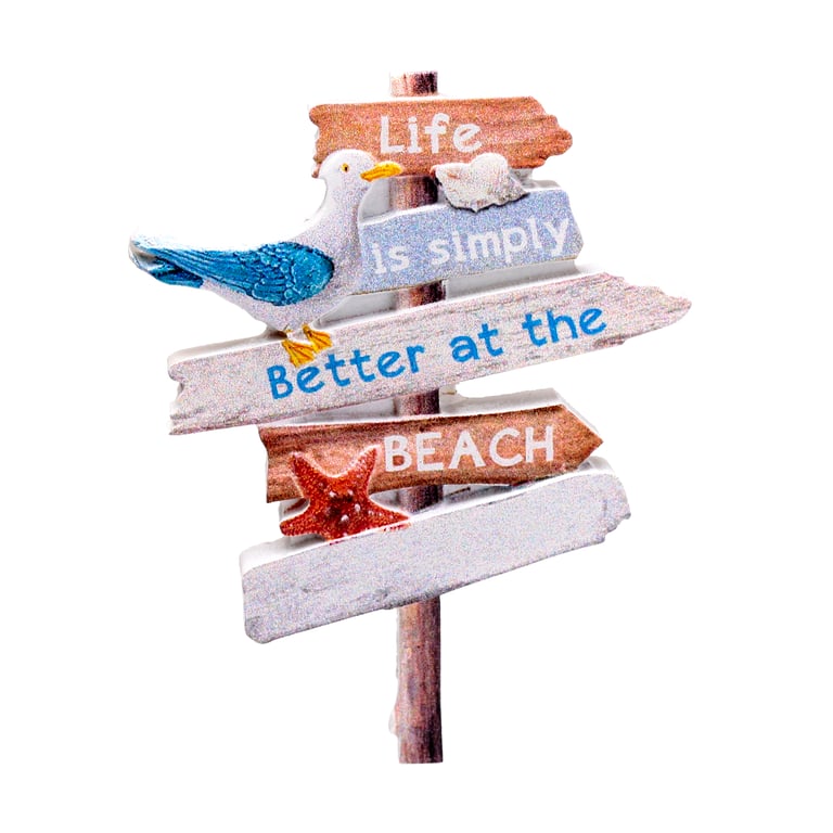 3D Printed Seaside Magnet - Resin Metal Beach Sign Slogan Decor
