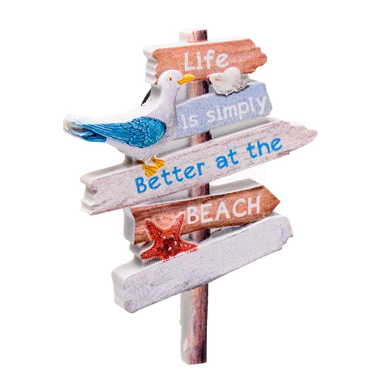 3D Printed Seaside Magnet - Resin Metal Beach Sign Slogan Decor