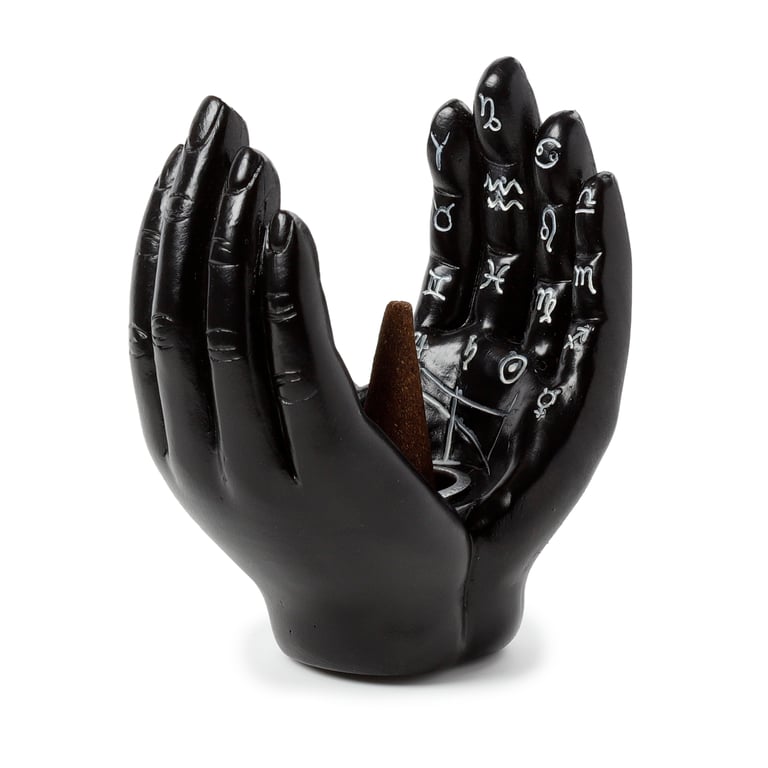 Resin Decorative Incense Cone Burner - Mantric Hand Open Palms Holder