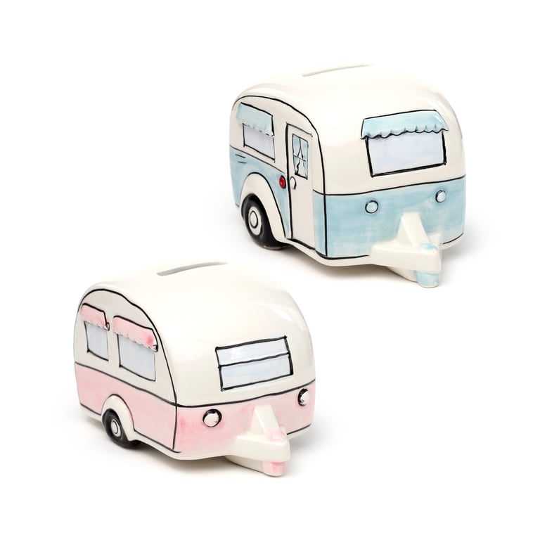 Dolomite Ceramic Money Box - Caravan Home Decor Storage with Bung Access